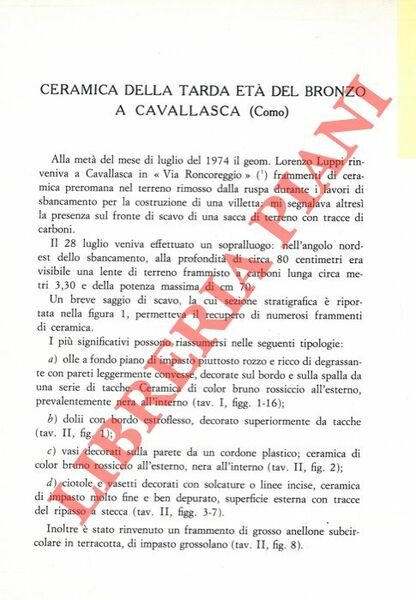 Ceramica della tarda Età del Bronzo a Cavallasca (Como) .