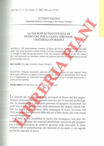 La necropoli paleoveneta di Dosso del Pol a Gazzo Veronese. … | Immagine principale