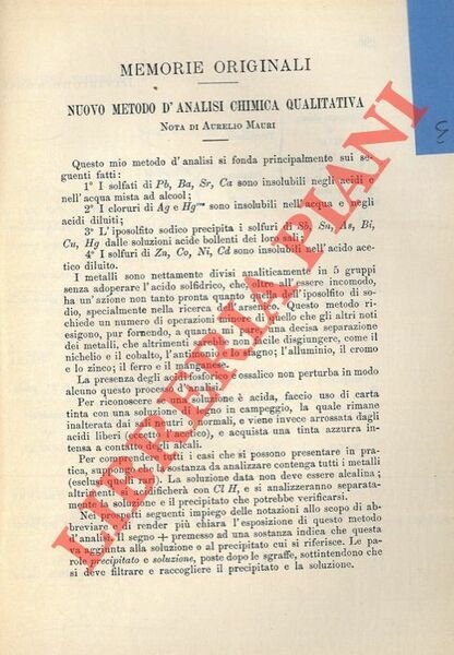 Nuovo metodo d'analisi chimica qualitativa.