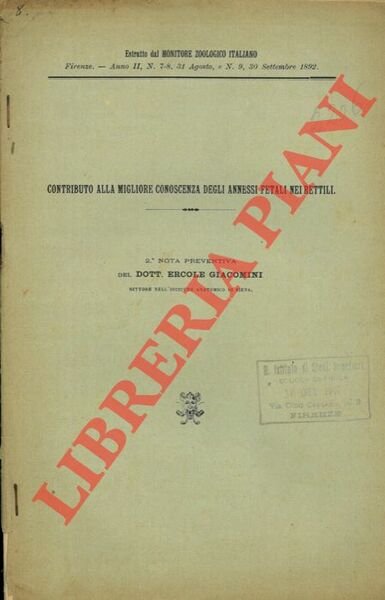 Contributo alla miglior conoscenza degli annessi fetali nei rettili.