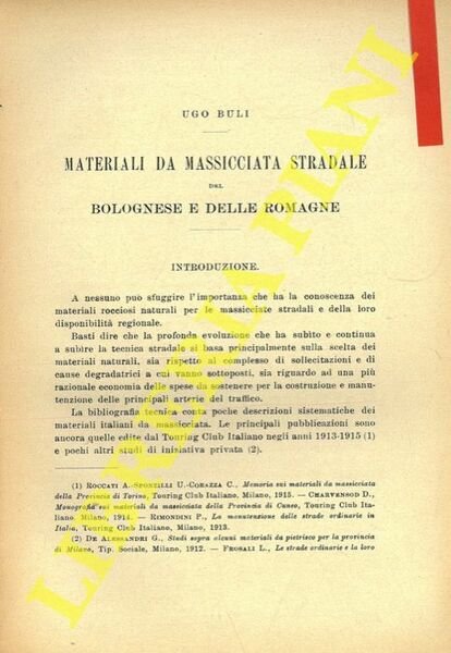 Materiali da massicciata stradale del Bolognese e delle Romagne.