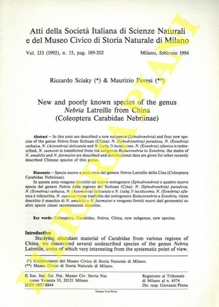 New and poorly known species of the genus Nebria Latreille …