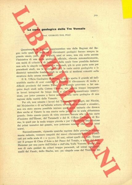 La carta geologica delle Tre Venezie.