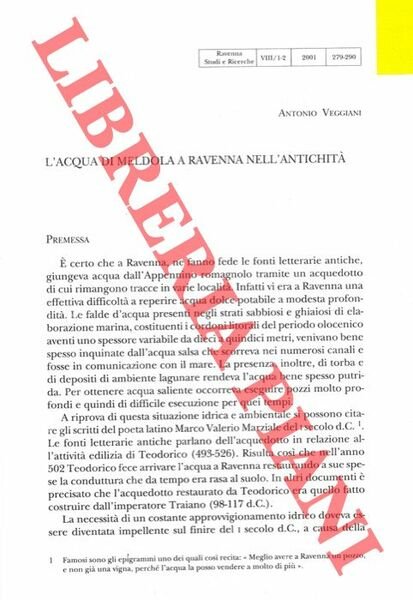 L'acqua di Meldola a Ravenna nell'antichità.