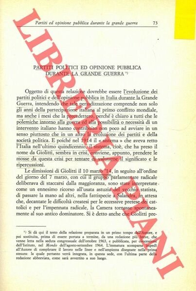 Partiti politici ed opinione pubblica durante la Grande Guerra. | Immagine principale