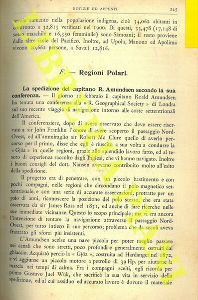 La spedizione del capitano R. Amundsen secondo la sua conferenza. …
