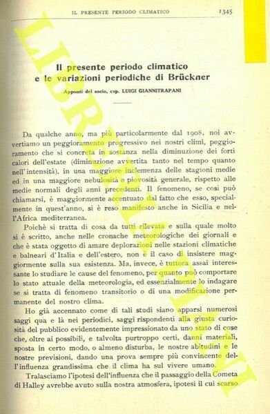 Il presente periodo climatico e le variazioni periodiche di Bruckner.