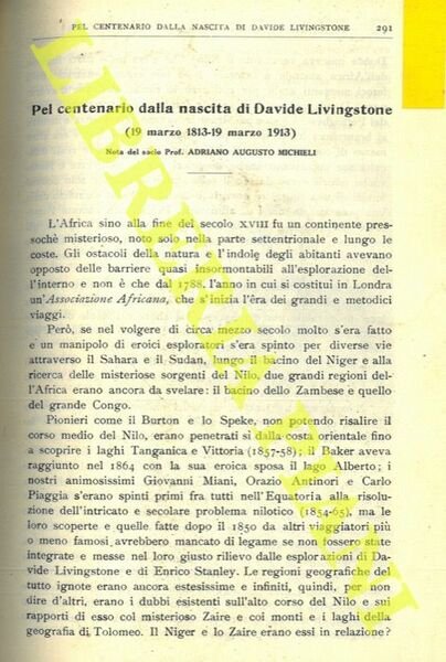 Pel centenario dalla nascita di Davide Livingstone (19 marzo 1813 …