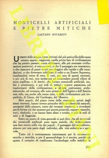 Monticelli artificiali e pietre mitiche.