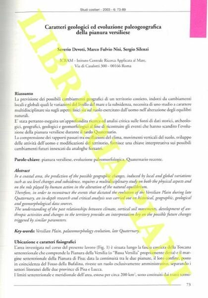 Caratteri geologici ed evoluzione paleogeografica della pianura versiliese.