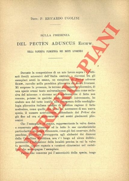 Sulla presenza del Pecten aduncus Eichw. nella panchina pliocenica del …