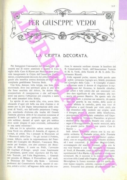 Per Giuseppe Verdi. La cripta decorata.