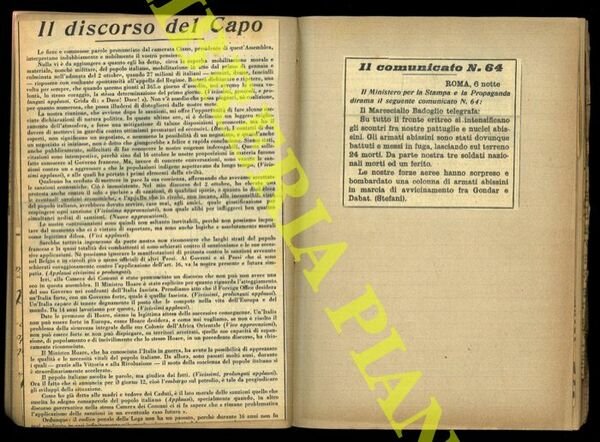 Guerra d'Africa 1935/36. Comunicati ufficiali, articoli di giornali, foto, ecc.