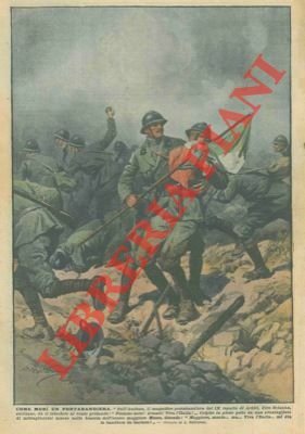 Sull'Asolone, portabandiera colpito al petto, muore baciando il tricolore.