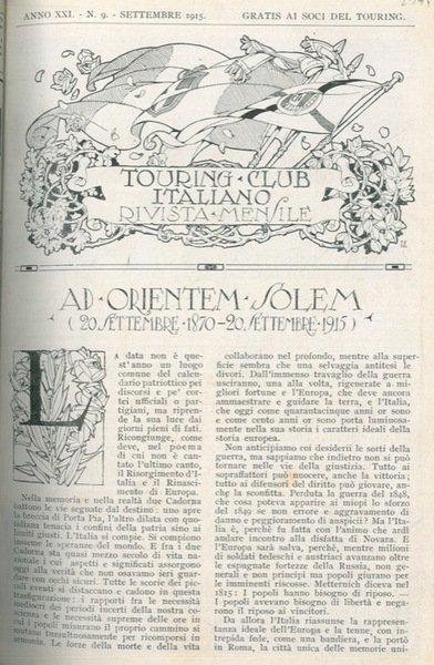 Ad orientem solem (20 settembre 1870 - 20 settembre 1915).