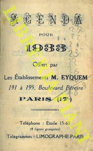 Agenda pour 1933.