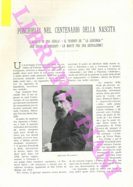 Ponchielli nel centenario della nascita.