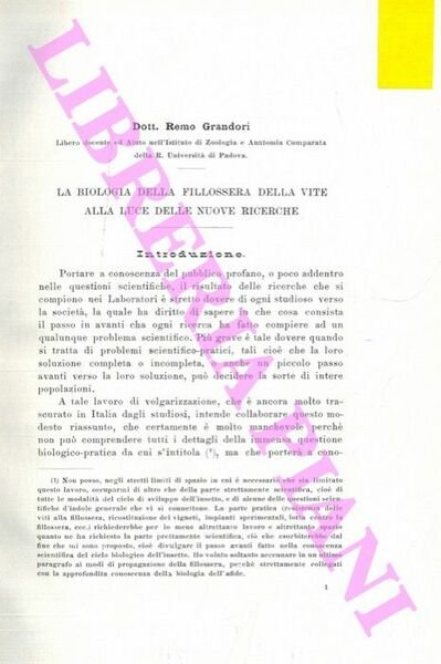 La biologia della Filossera della vite alla luce delle nuove …