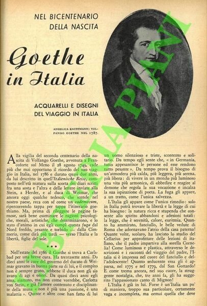 Goethe in Italia nel bicentenario della nascita. Acquarelli e disegni …