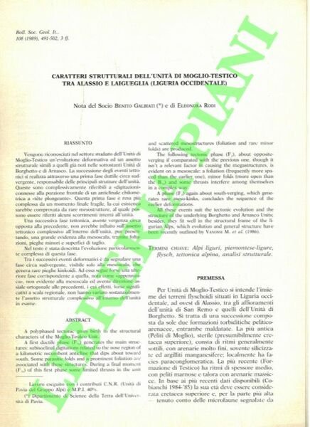 Caratteri strutturali dell'Unità di Moglio-Testico tra Alassio e Laigueglia (Liguria …