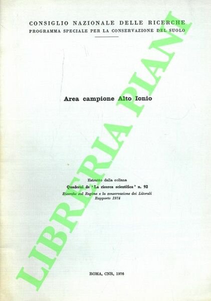 Area ampione Alto Ionio. Ricerche sul Regime e la conservazione …