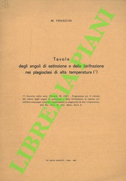 Tavole degli angoli di estinzione e della birifrazione nei plagioclasi …