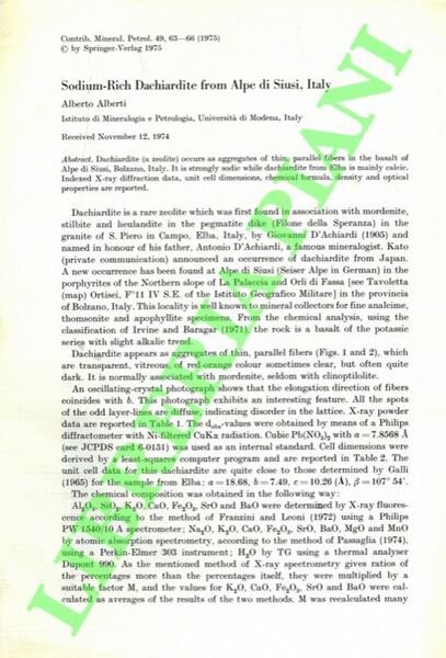 Sodium-Rich Dachiardite from Alpe di Siusi, Italy.