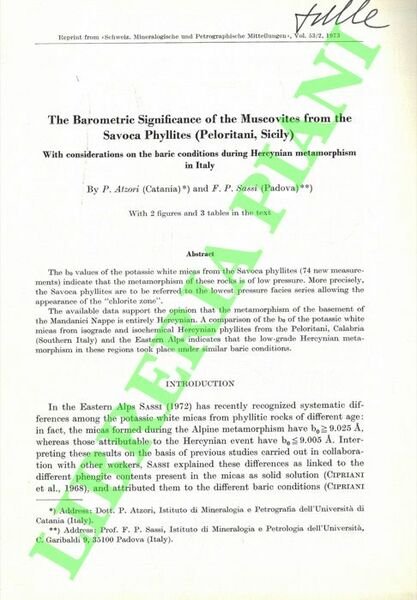 The Barometric Significance of the Muscovites from the Savoca Phyllites …