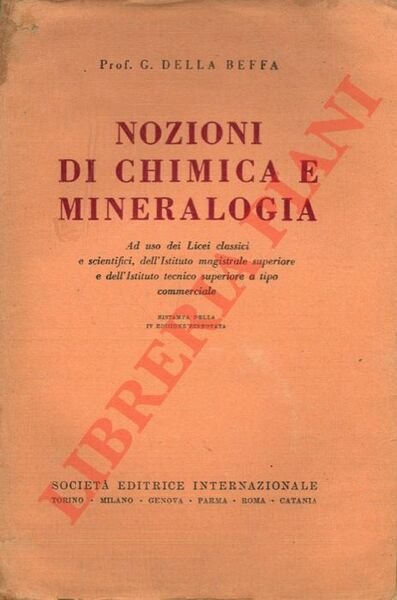 Nozioni di chimica e mineralogia.