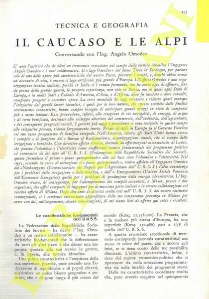 Il Caucaso e le Alpi. Asia Centrale Sovietica. Conversando con l'Ing. Angelo Omodeo.