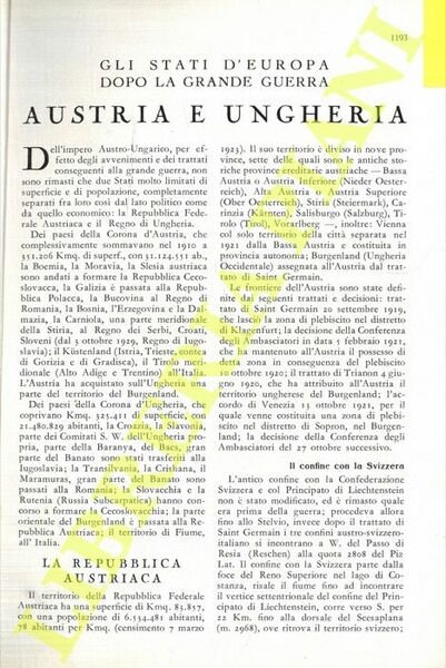 Gli Stati d'Europa dopo la Grande Guerra. Austria e Ungheria.