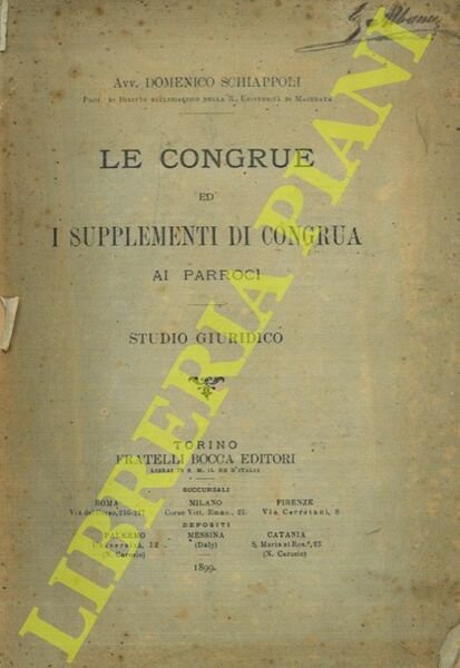 Le congrue ed i supplementi di congrua ai parroci. Studio …