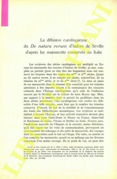 La diffusion carolingienne du “De natura rerum” d'Isidore de Séville …