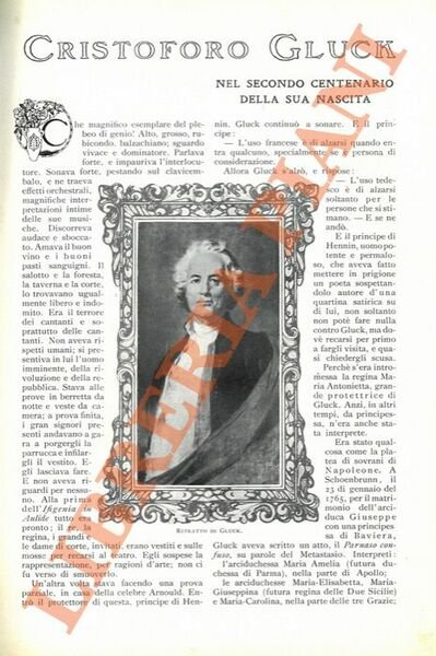 Cristoforo Gluck nel secondo centenario della sua nascita. | Immagine principale