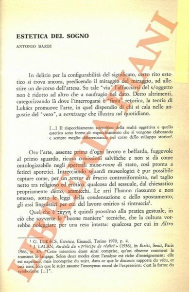 Estetica del sogno.