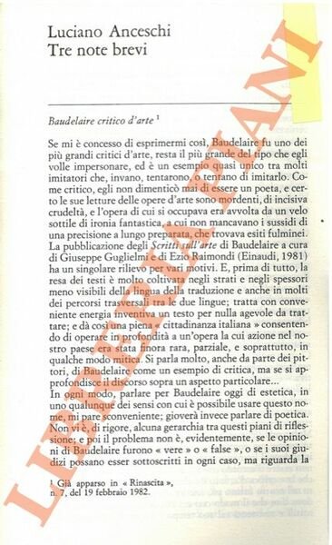 Tre note brevi. Baudelaire critico d'arte. Tra Pound e i Novissimi. Per la terza edizione delle Istituzioni.