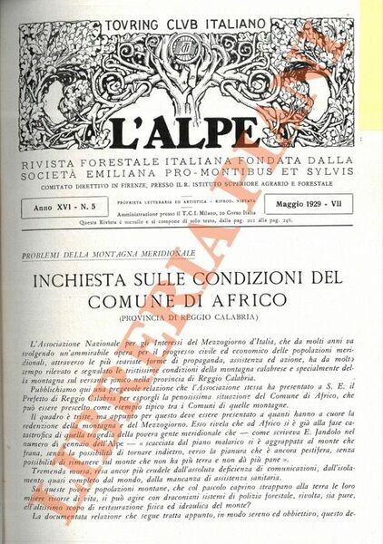 Inchiesta sulle condizioni del Comune di Africo (provincia di Reggio Calabria).