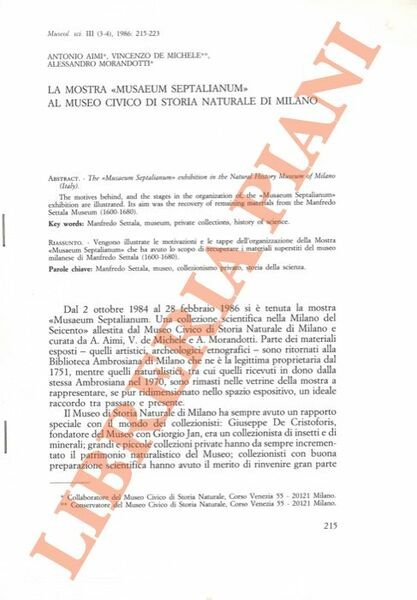 La Mostra "Musaeum Septalianum" al Museo Civico di Storia Naturale …