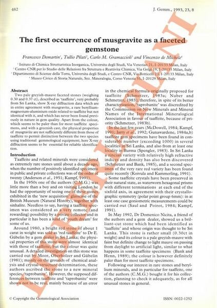 The first occurence of musgravite as a gemstone.faceted