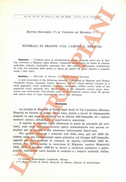 Minerali di Braone (Val Camonica, Brescia).