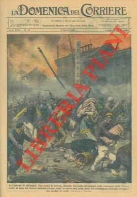 La fuga dei miseri abitanti, vittime degli invasori, durante l'incendio …