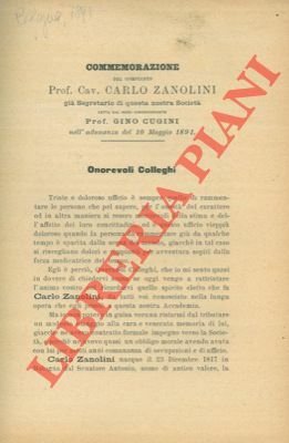 Commemorazione del compianto Prof. Cav. Carlo Zanolini letta nell'adunanza del …