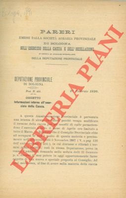 Pareri emessi dalla società Agraria Provinciale di Bologna sull'esercizio della …