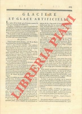 Glaciere et glace artificielle.