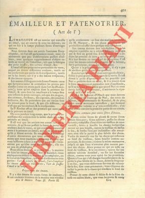 Art de l'émailleur et patenotrier.