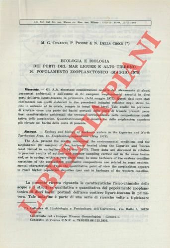 Ecologia e biologia dei porti del Mar Ligure e Alto …