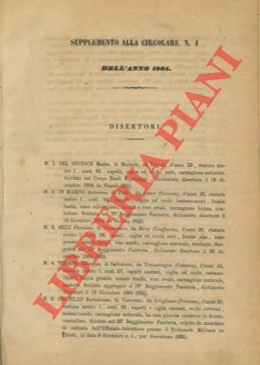 25 Supplementi alle Circolari dell'anno 1865 relativi ai disertori o … | Immagine principale