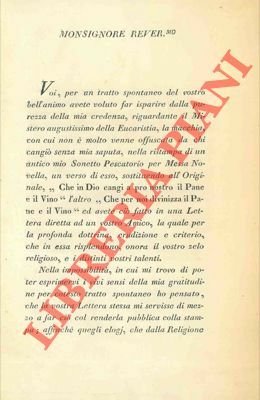 Lettera ad un amico . in difesa della dottrina spiegata nel verso . di G.M. Renier . Nel solenne suo ingresso alla dignità arcipretale della stessa città.