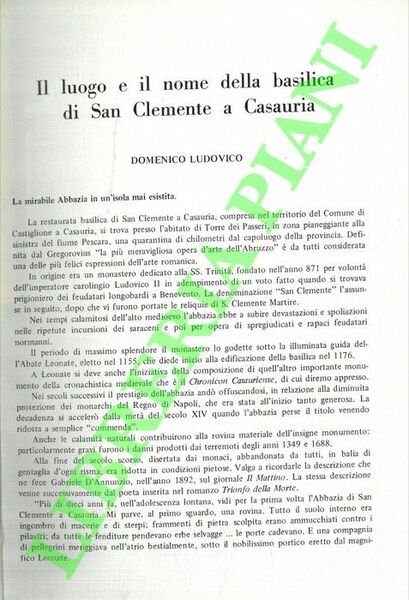Il luogo e il nome della Basilica di San Clemente …