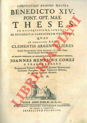 Theses ex dissertatione canonica de residentia clericorum excerptas, quas ex …
